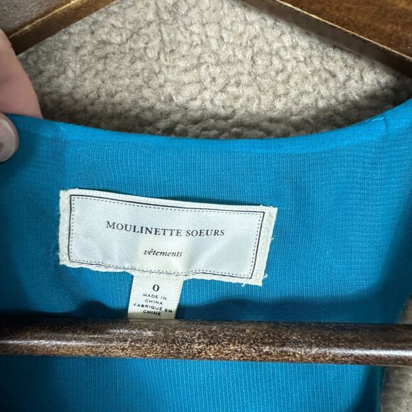 Anthropologie Moulinette Soeurs Dress 0 XS Blue Beaded Silk Floral‎ Maxi Artsy - Picture 5 of 11